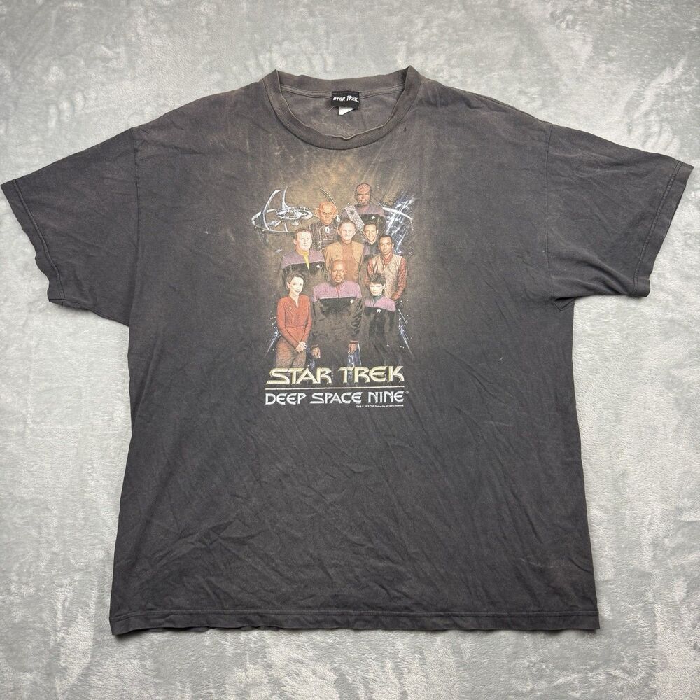 Star Trek Deep Space Nine T Shirt Mens XL Black Faded Distressed 2011 Graphic